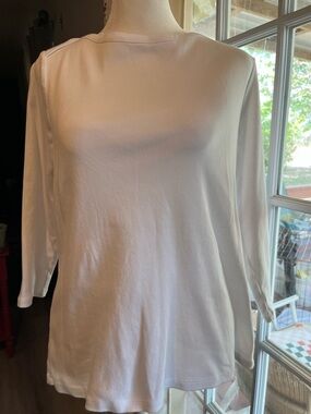 Style & Co. White Boatneck Long-Sleeve Top